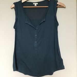 GAP Sea Green Supersoft Rolled Up Sleeveless  Henley